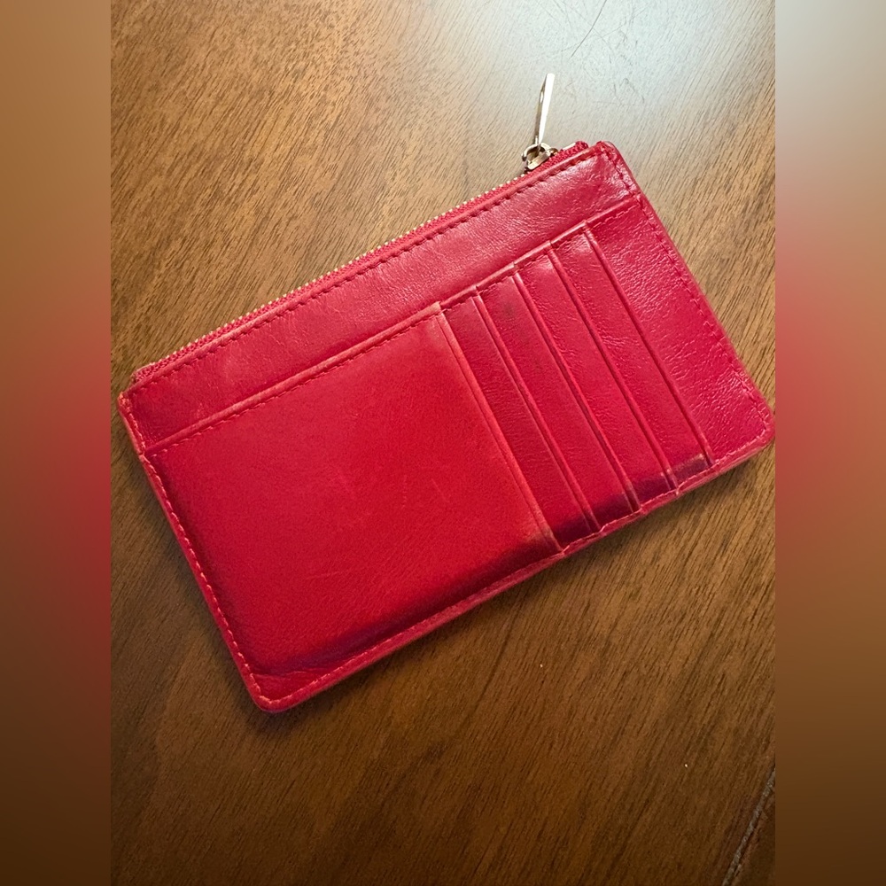 Zara Red Leather Card Holder Wallet